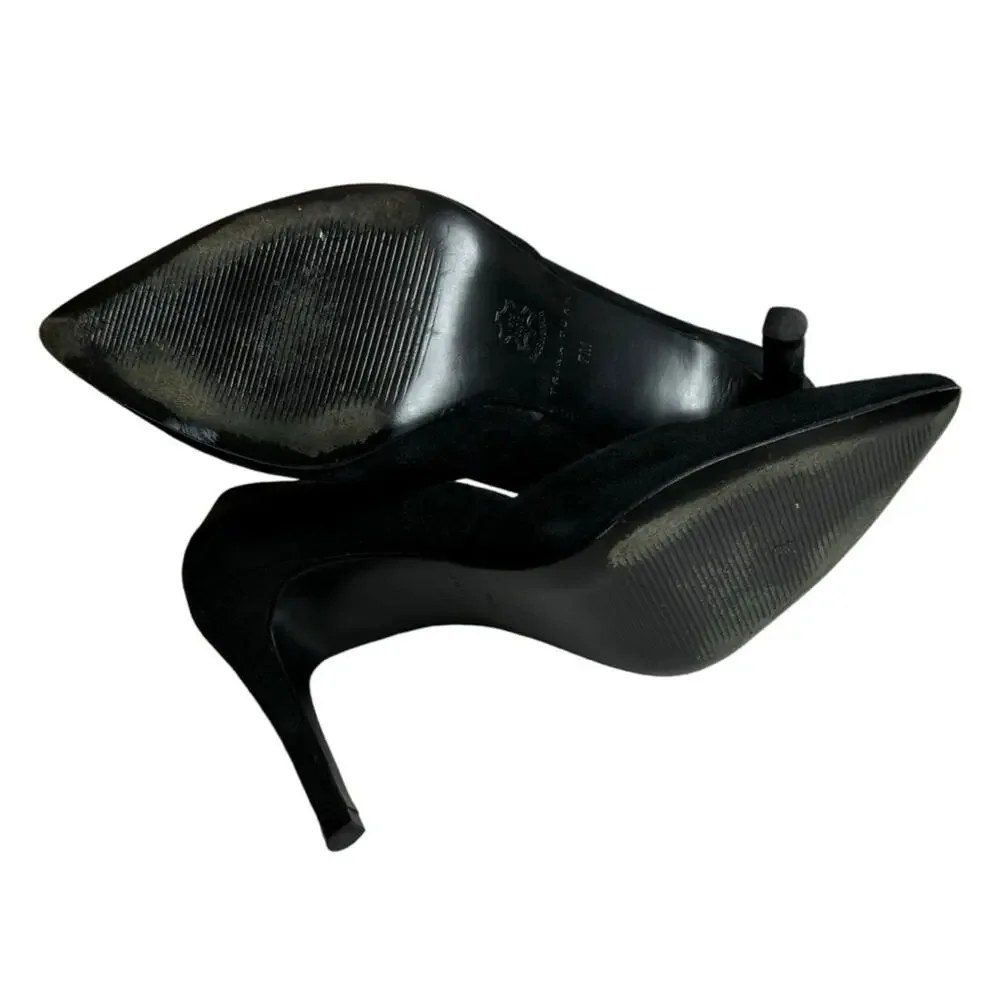 Trina Turk Hollywood Leather Suede Dress Pumps Black Shoes‎ Women's Size 7M